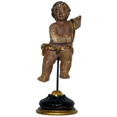 Small 18th Century, Italian Baroque Carved Wooden Angel