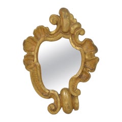 Small 18th Century Italian Baroque Carved Wooden Mirror Small 18th Century Italian Baroque Carved Wooden Mirror