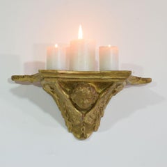 Small 18th Century Italian Baroque Giltwood Wall Console with Angel
