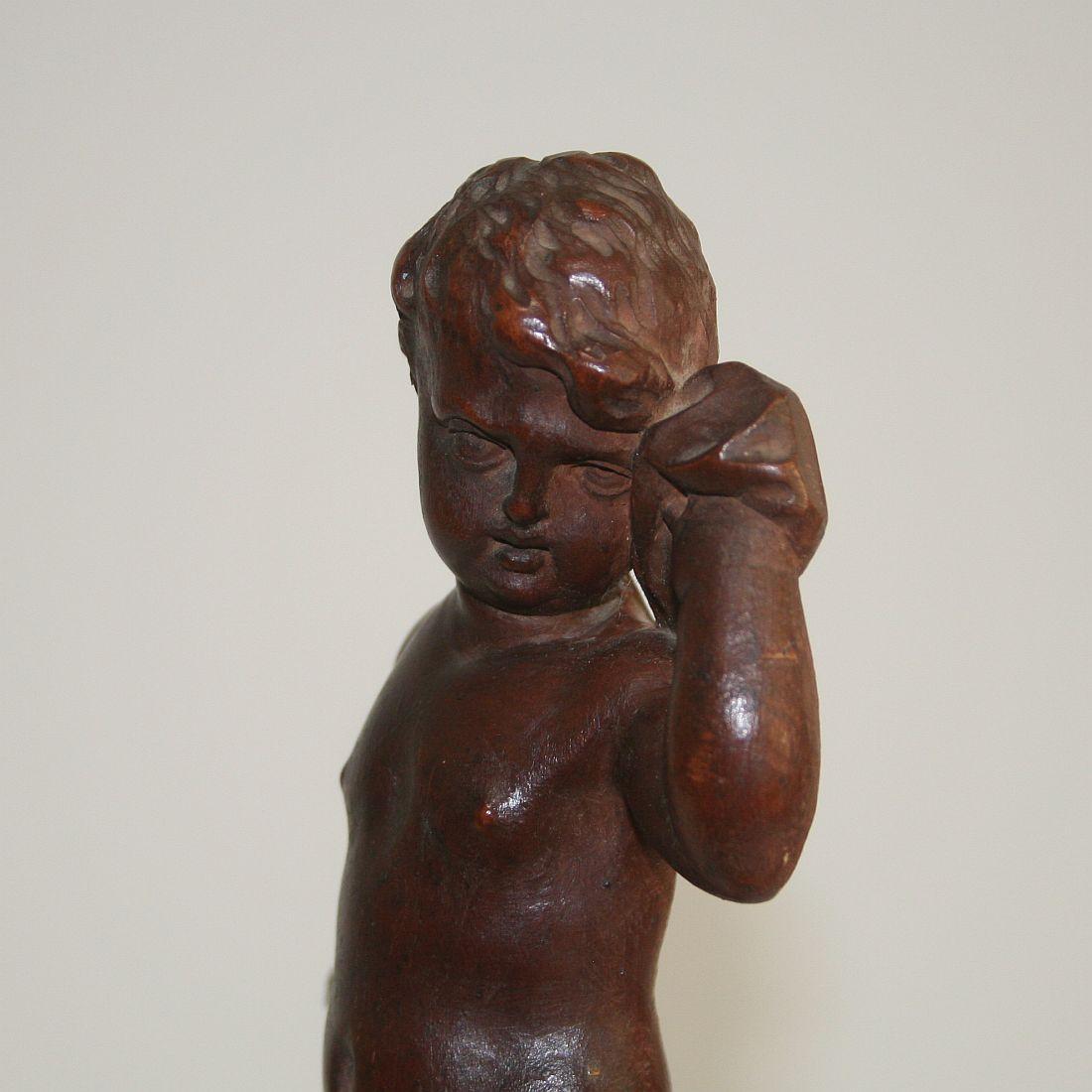 Small 18th Century Italian Carved Wooden Angel 4