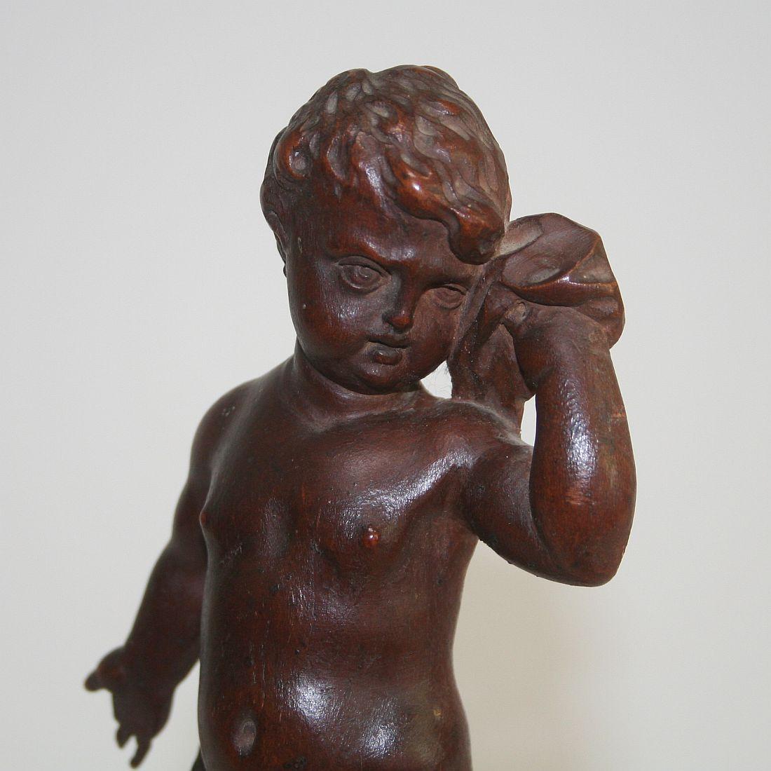 Small 18th Century Italian Carved Wooden Angel 5
