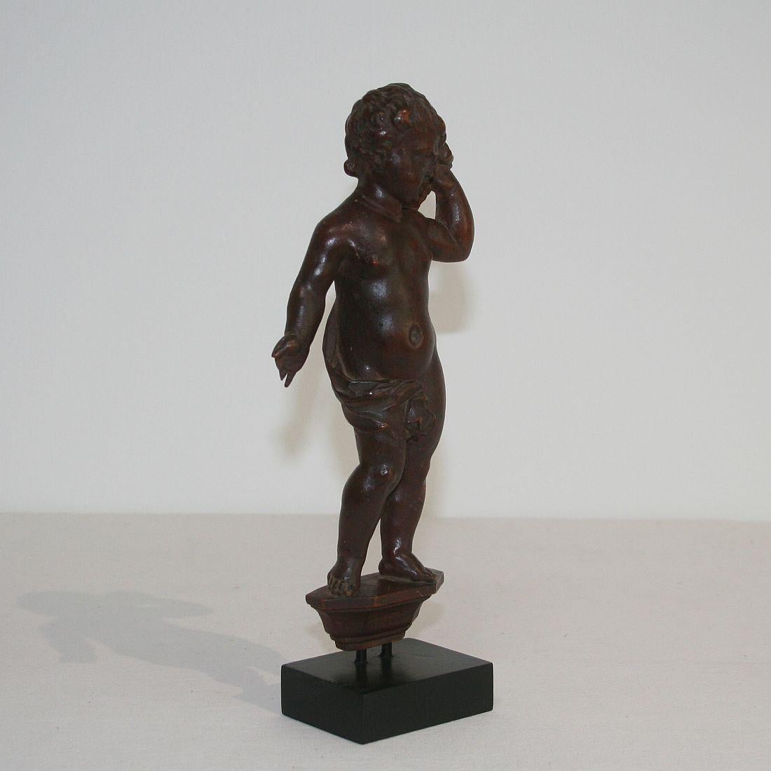 Baroque Small 18th Century Italian Carved Wooden Angel