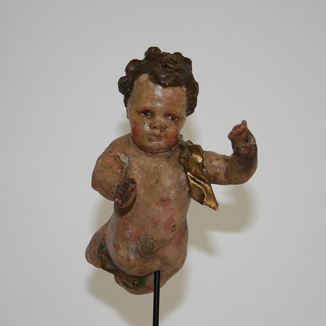 Small 18th Century Italian Carved Wooden Baroque Angel 4