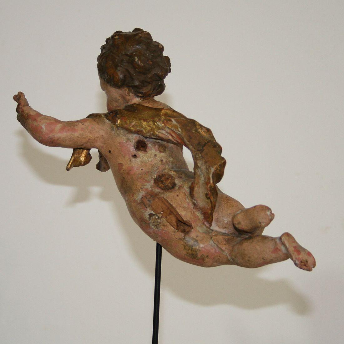 Small 18th Century Italian Carved Wooden Baroque Angel 5