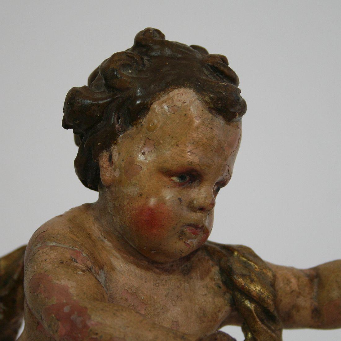 Small 18th Century Italian Carved Wooden Baroque Angel 7