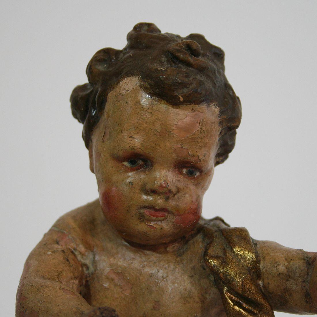 Small 18th Century Italian Carved Wooden Baroque Angel 8