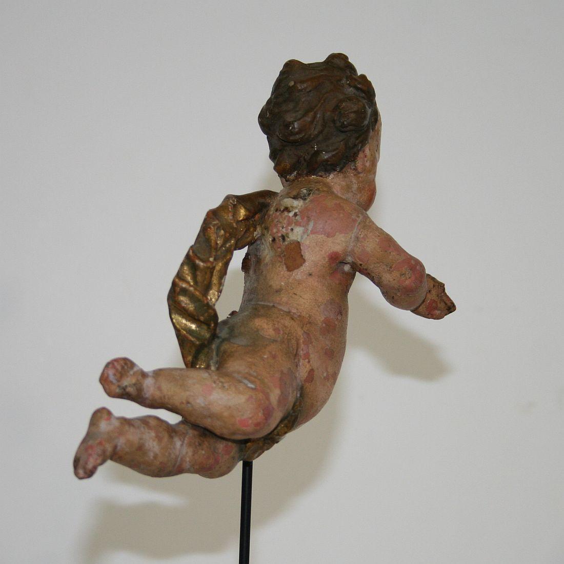 Small 18th Century Italian Carved Wooden Baroque Angel 3