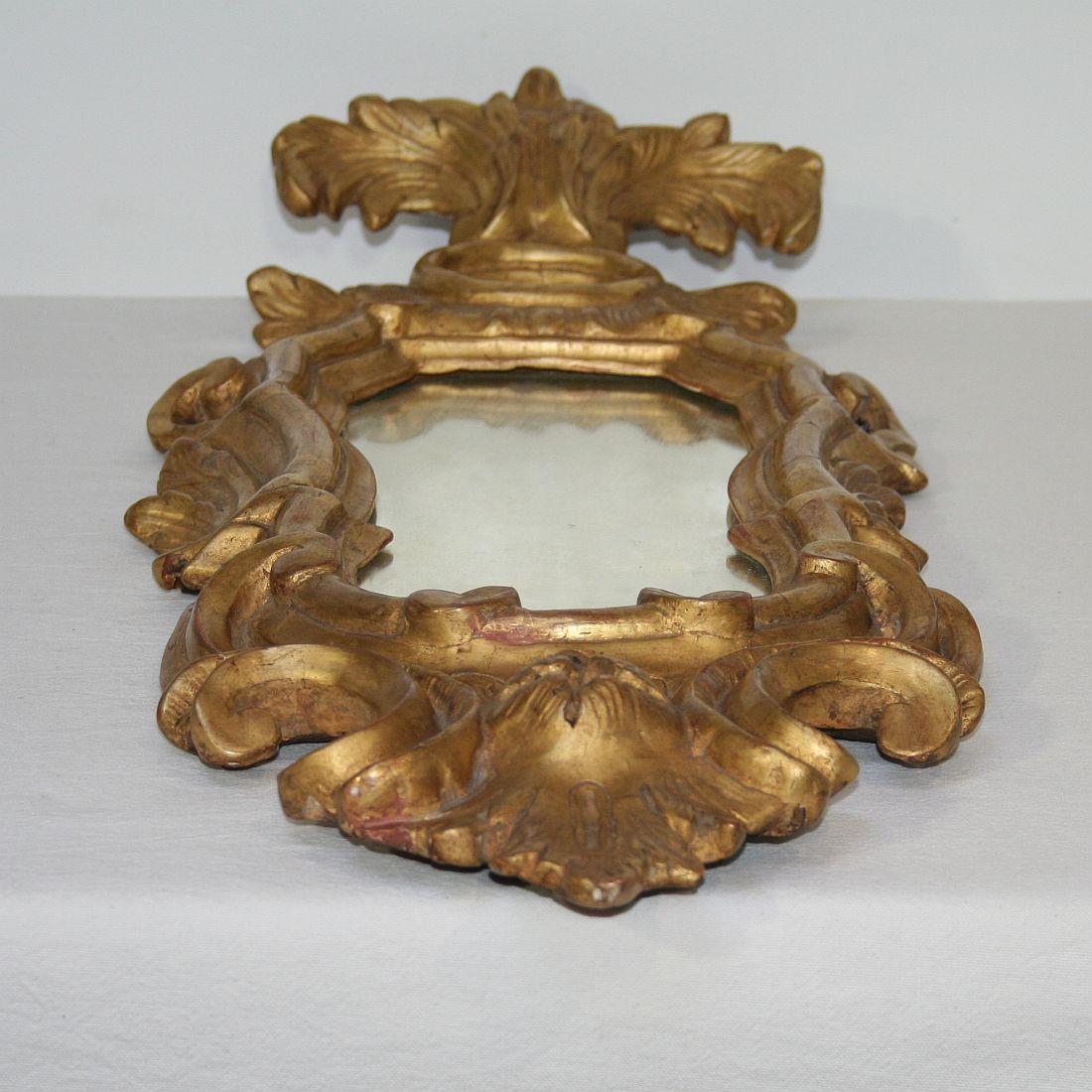 Small 18th Century Italian Giltwood Baroque Mirror 7