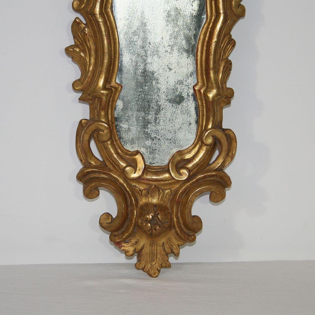 18th Century and Earlier Small 18th Century Italian Giltwood Baroque Mirror