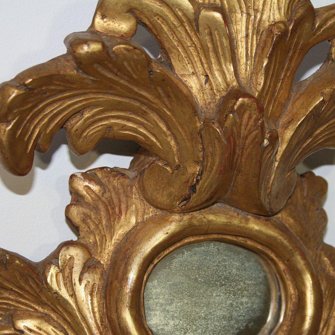 Wood Small 18th Century Italian Giltwood Baroque Mirror