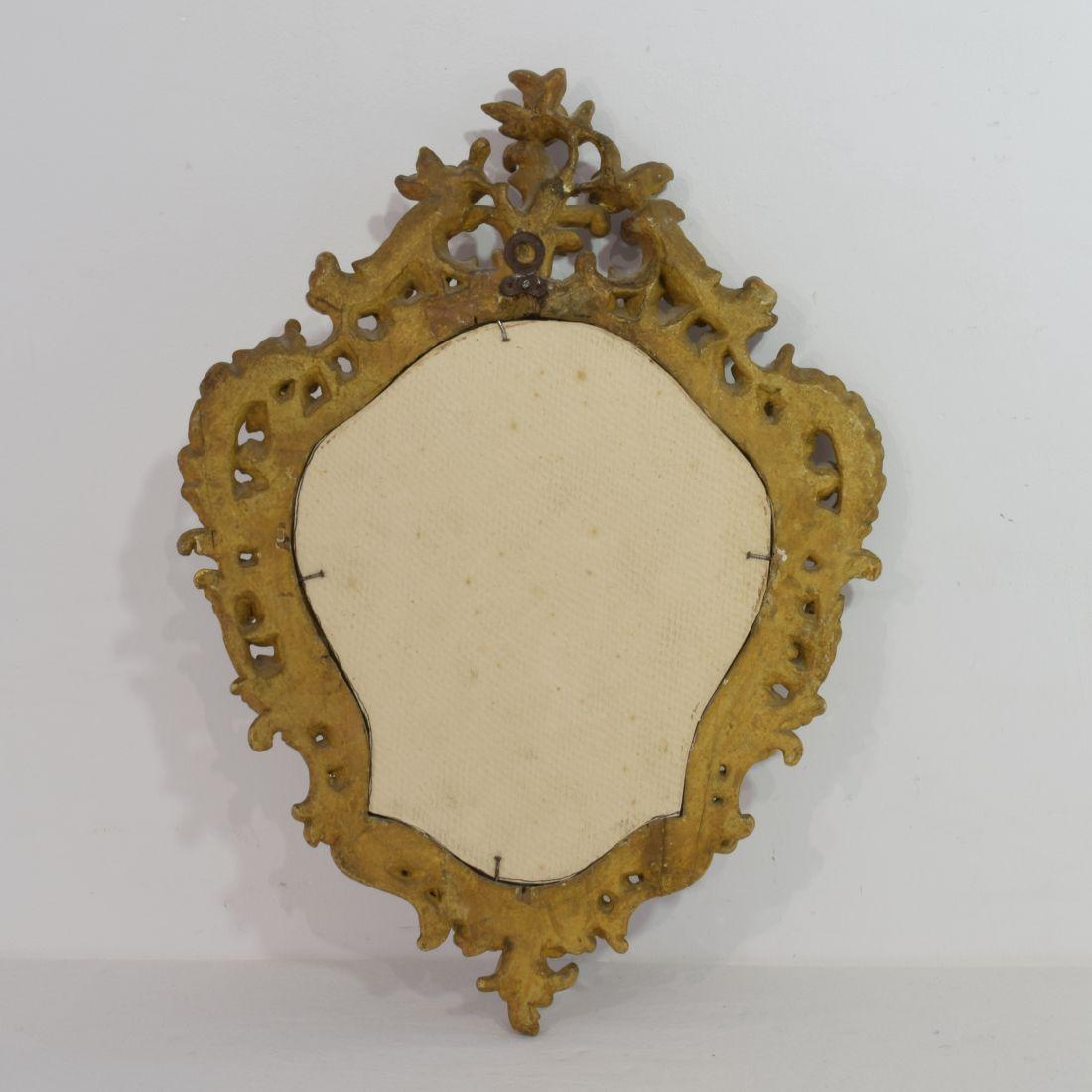 Small 18th Century Italian Giltwood Baroque Mirror 1