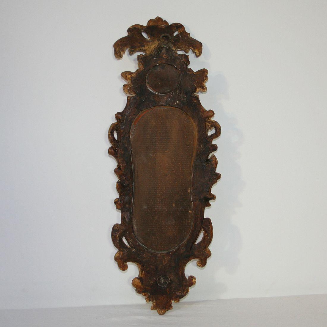 Small 18th Century Italian Giltwood Baroque Mirror 1