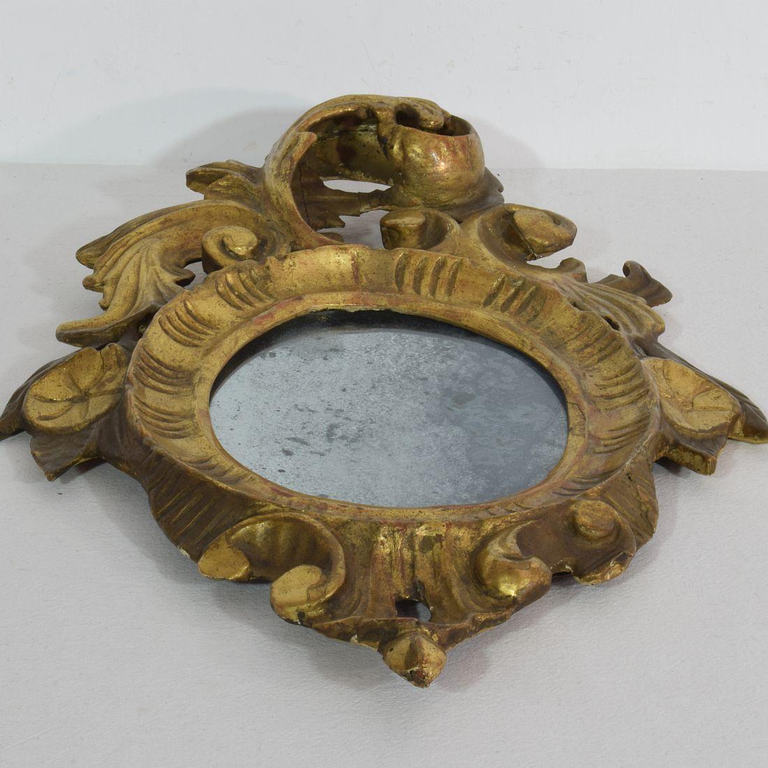 Small 18th Century Italian Giltwood Baroque Mirror 2