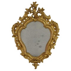 Small 18th Century Italian Giltwood Baroque Mirror