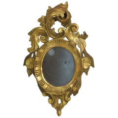 Small 18th Century Italian Giltwood Baroque Mirror