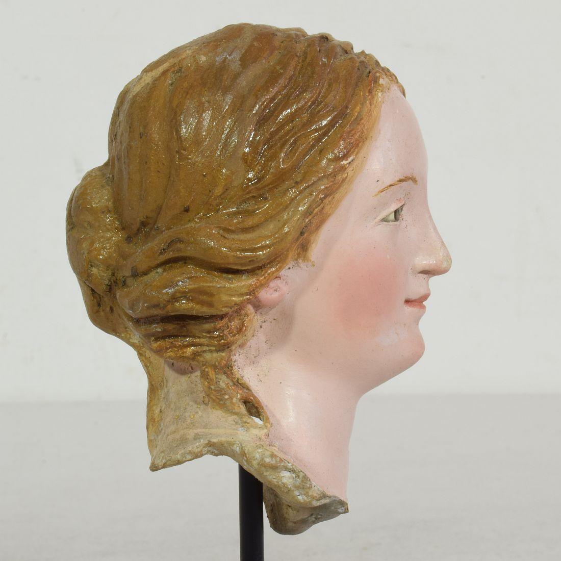 Small 18th Century Italian / Neapolitan Terracotta Head of a Madonna 4