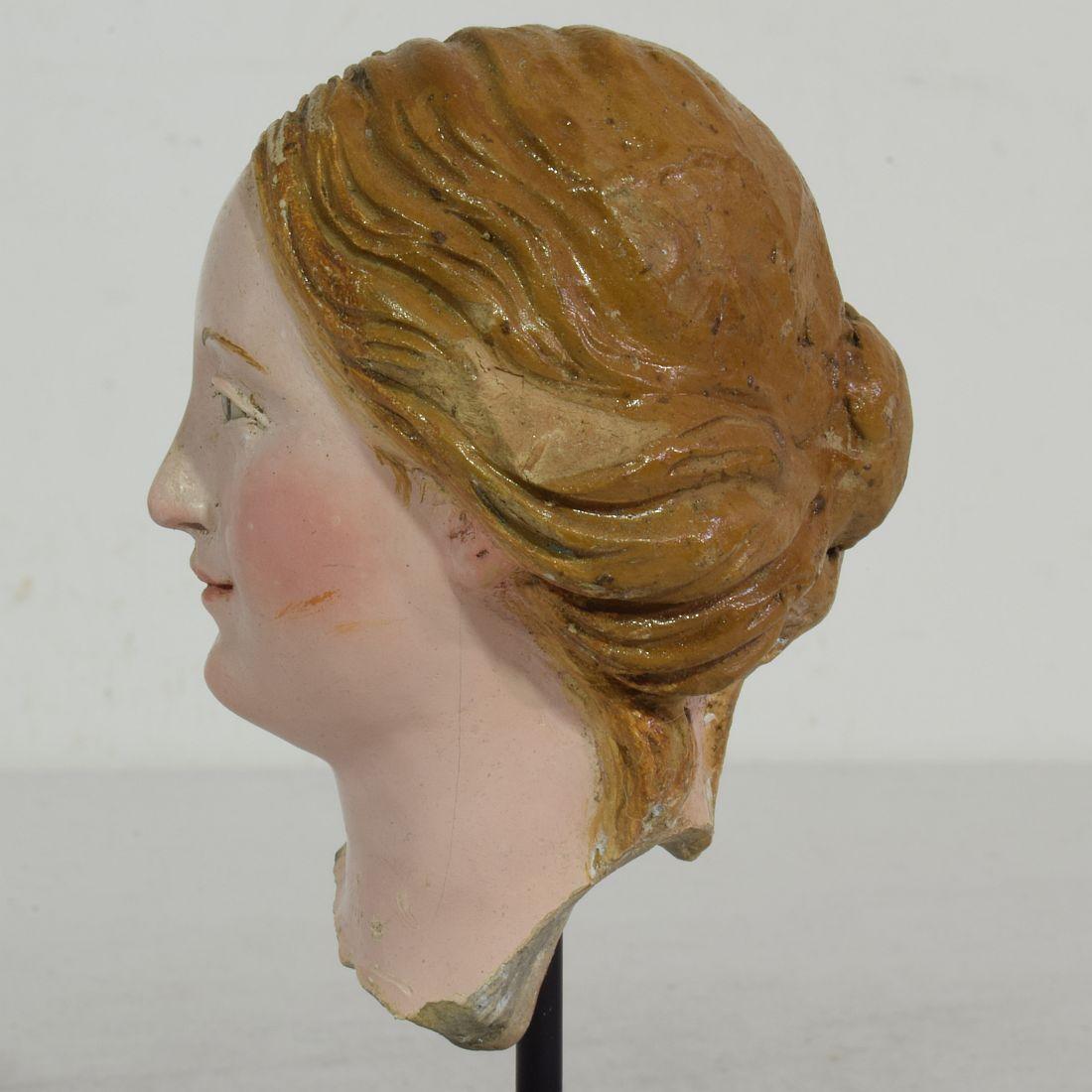 Small 18th Century Italian / Neapolitan Terracotta Head of a Madonna 6