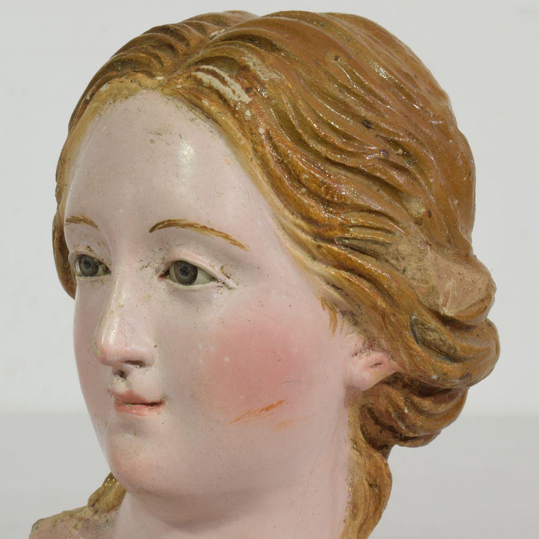 Small 18th Century Italian / Neapolitan Terracotta Head of a Madonna 8