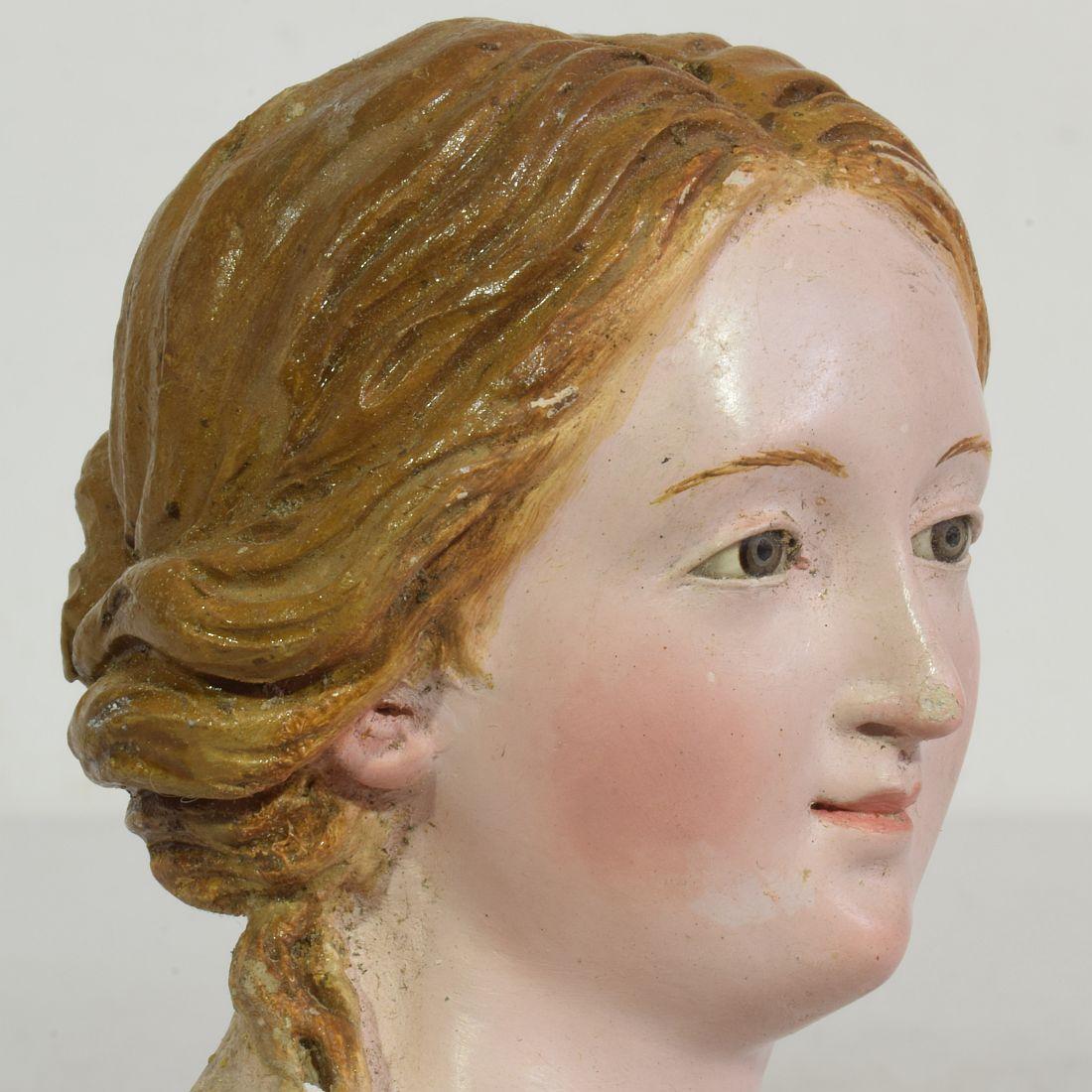 Small 18th Century Italian / Neapolitan Terracotta Head of a Madonna 9