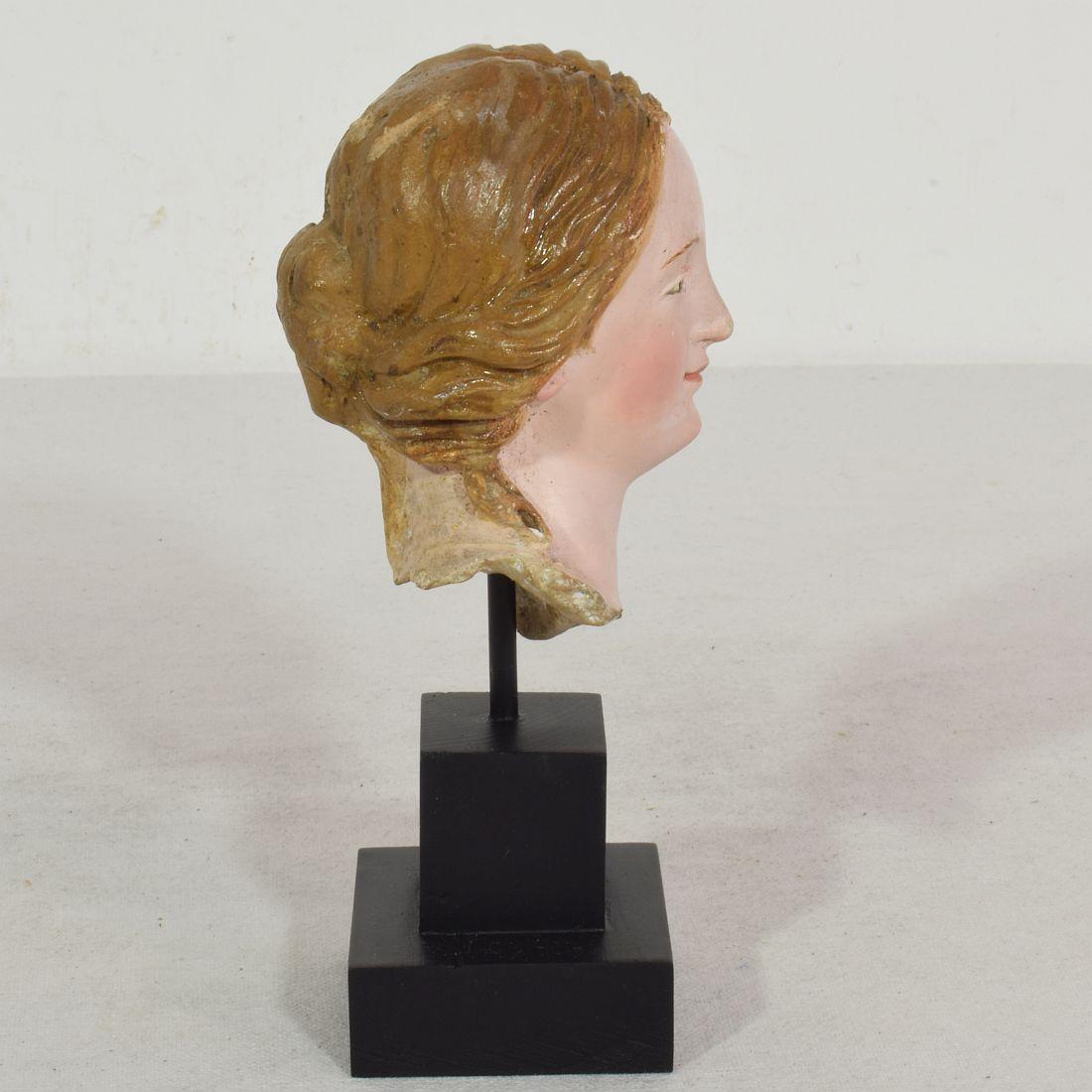 Hand-Crafted Small 18th Century Italian / Neapolitan Terracotta Head of a Madonna