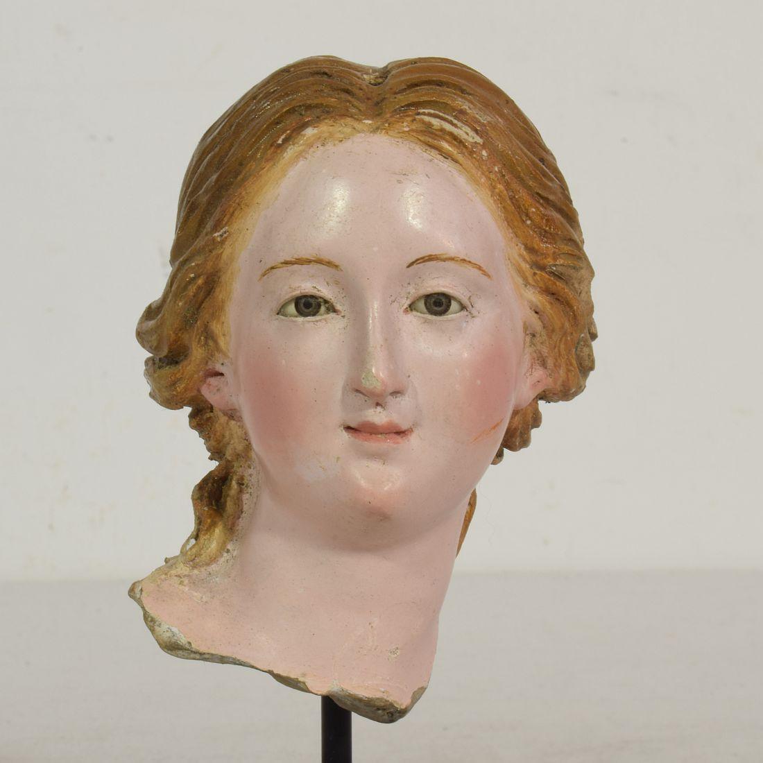 Small 18th Century Italian / Neapolitan Terracotta Head of a Madonna 1