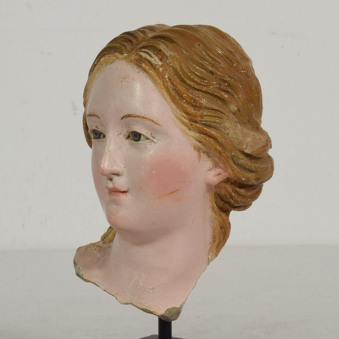 Small 18th Century Italian / Neapolitan Terracotta Head of a Madonna 2