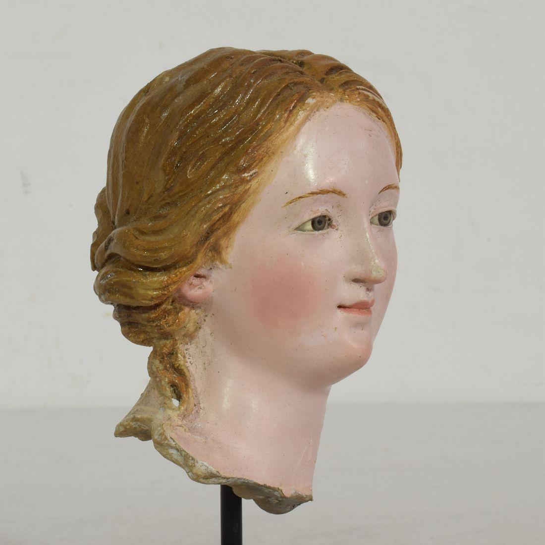 Small 18th Century Italian / Neapolitan Terracotta Head of a Madonna 3