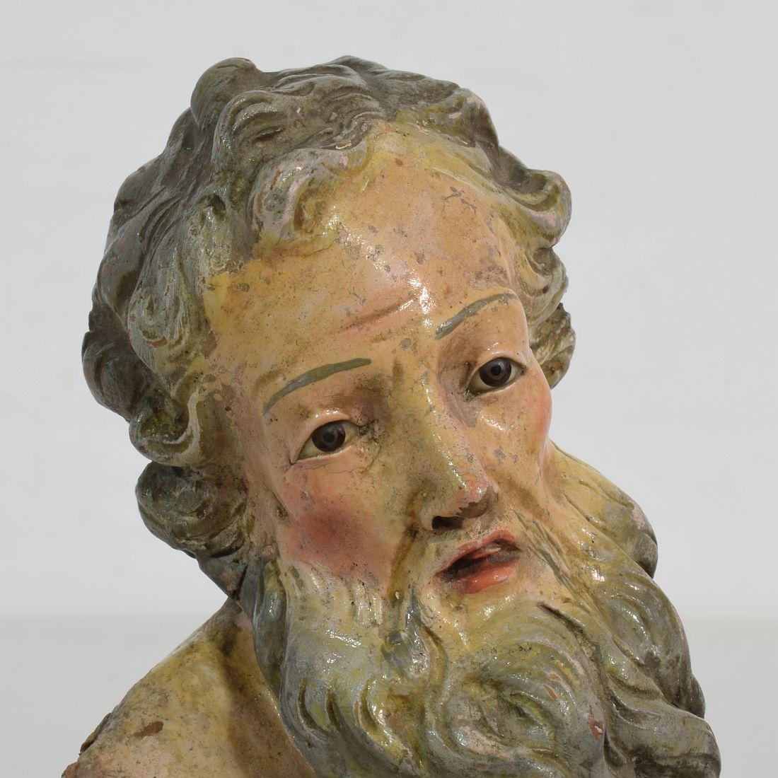 Small 18th Century Italian / Neapolitan Terracotta Head of a Saint 4