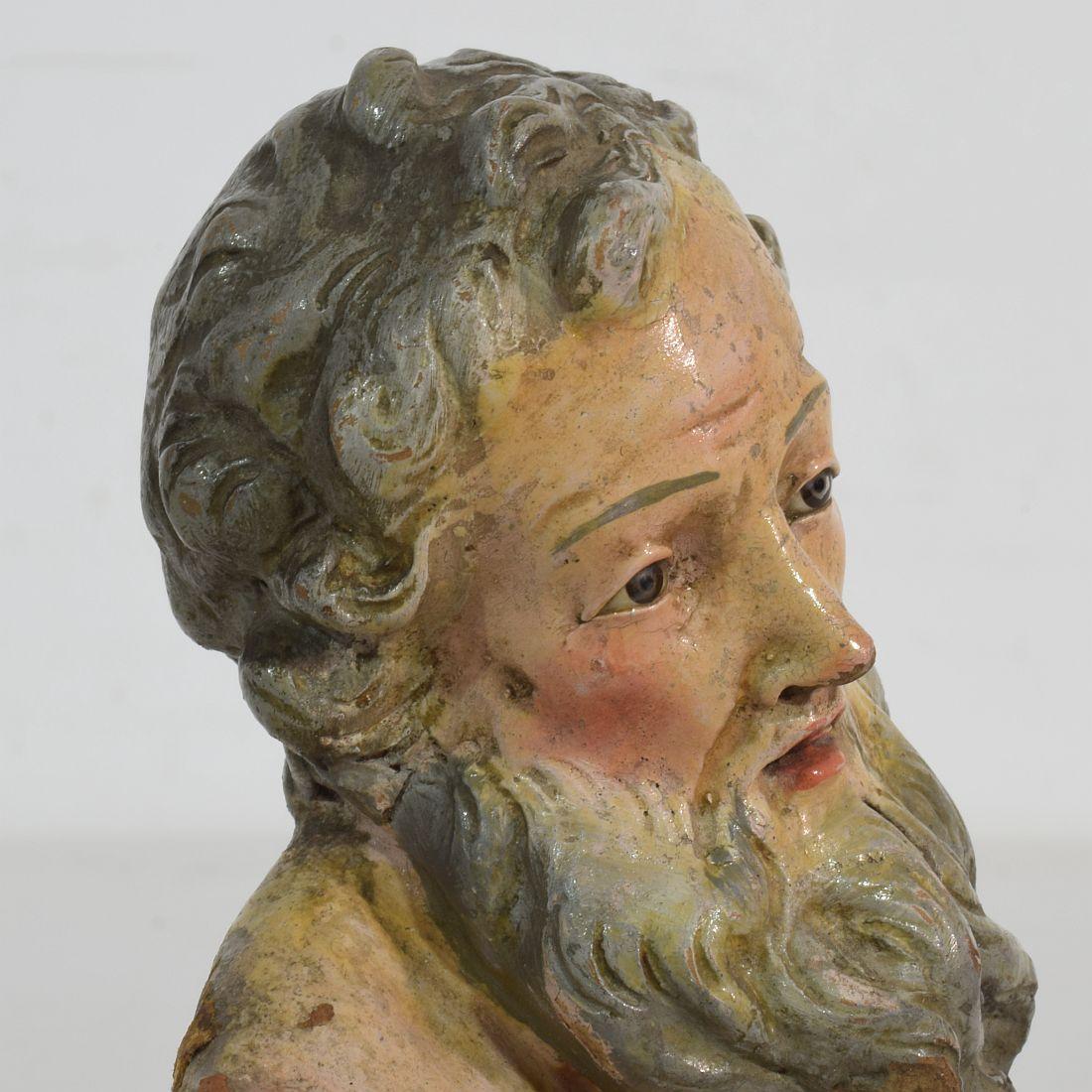 Small 18th Century Italian / Neapolitan Terracotta Head of a Saint 5