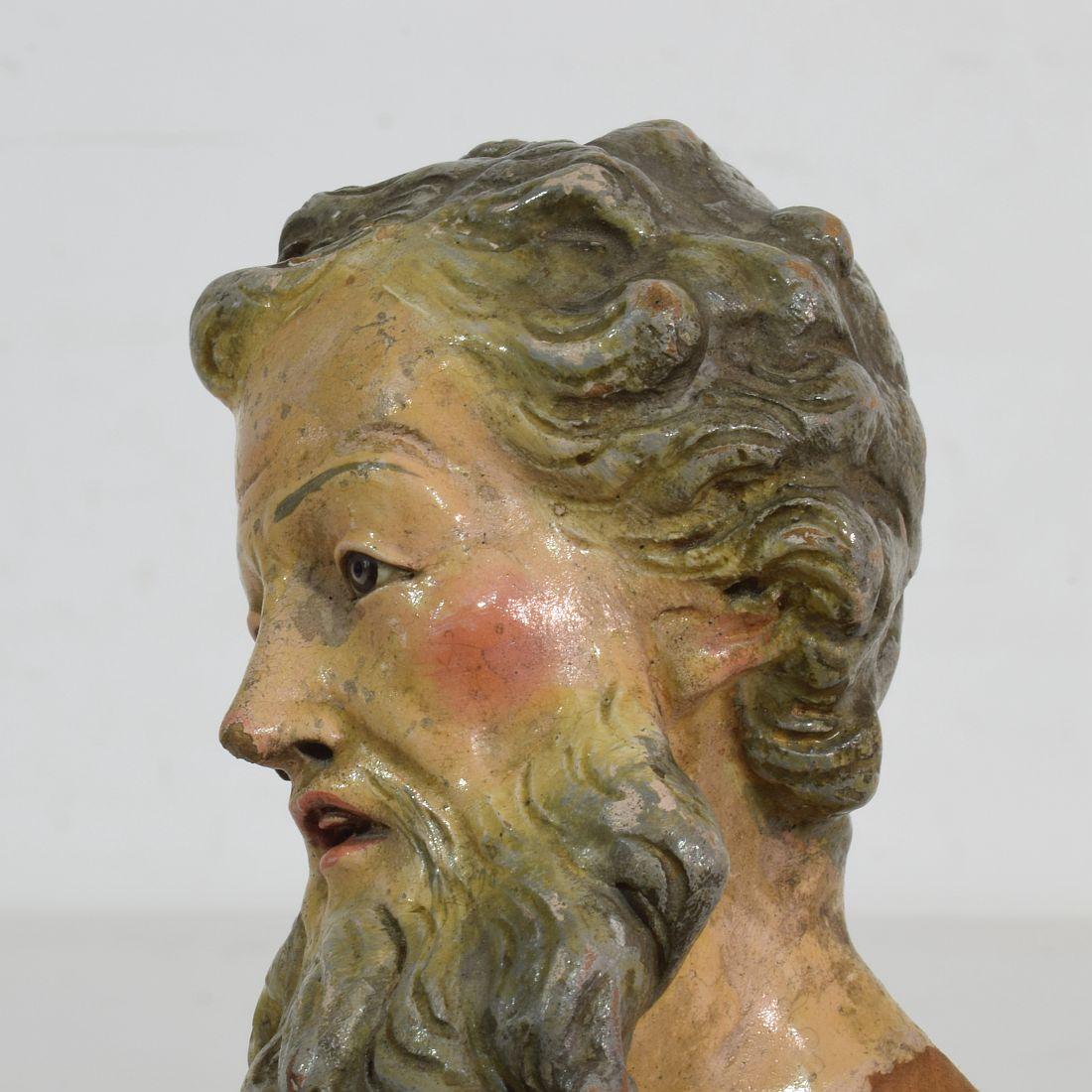 Small 18th Century Italian / Neapolitan Terracotta Head of a Saint 2