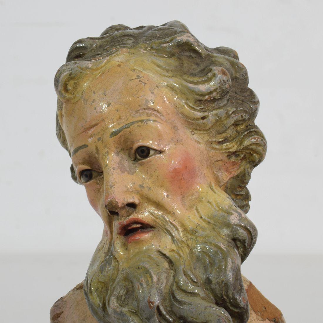 Small 18th Century Italian / Neapolitan Terracotta Head of a Saint 3