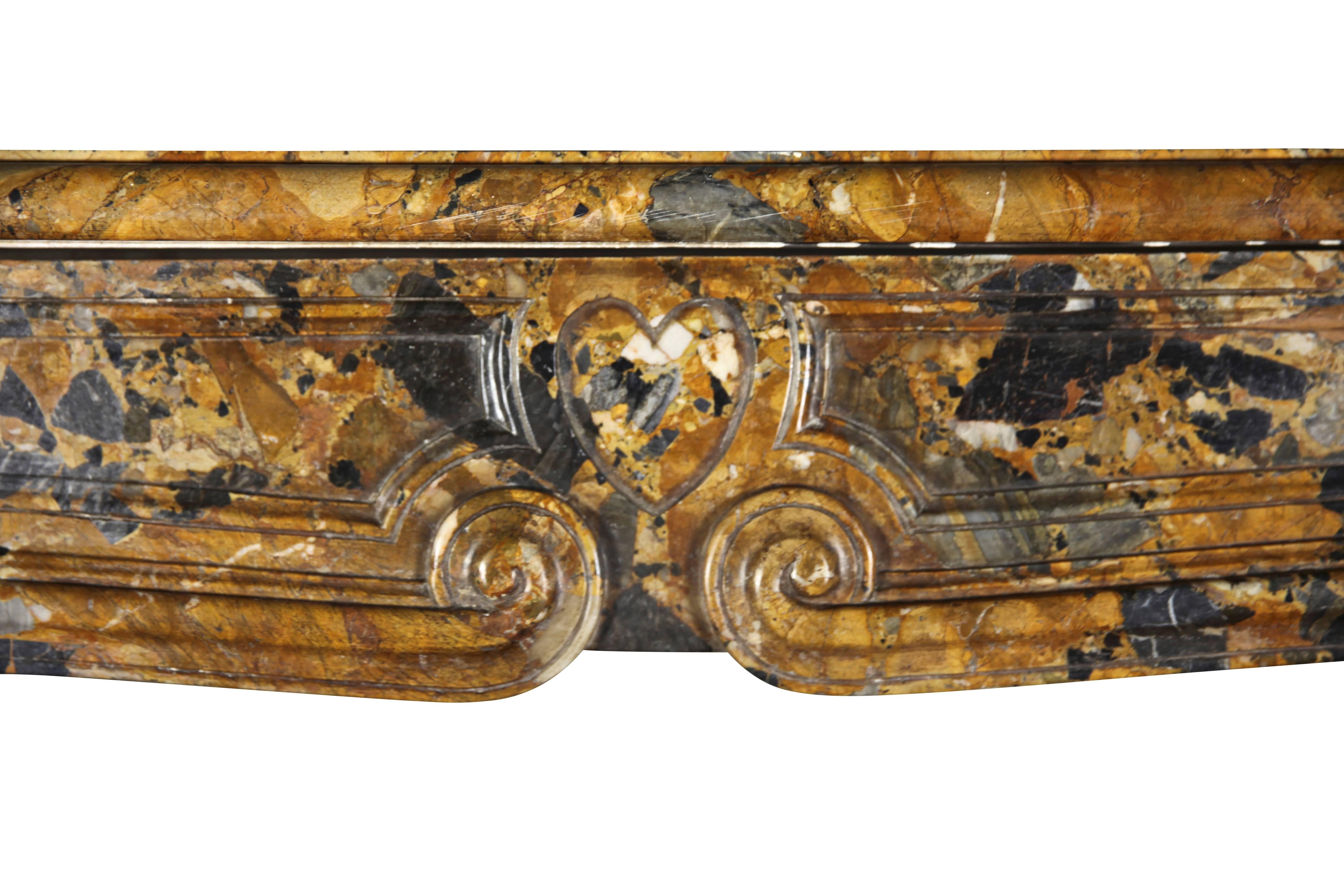 Louis XIV Small 18th Century Italian Original Antique Marble Fireplace Surround For Sale