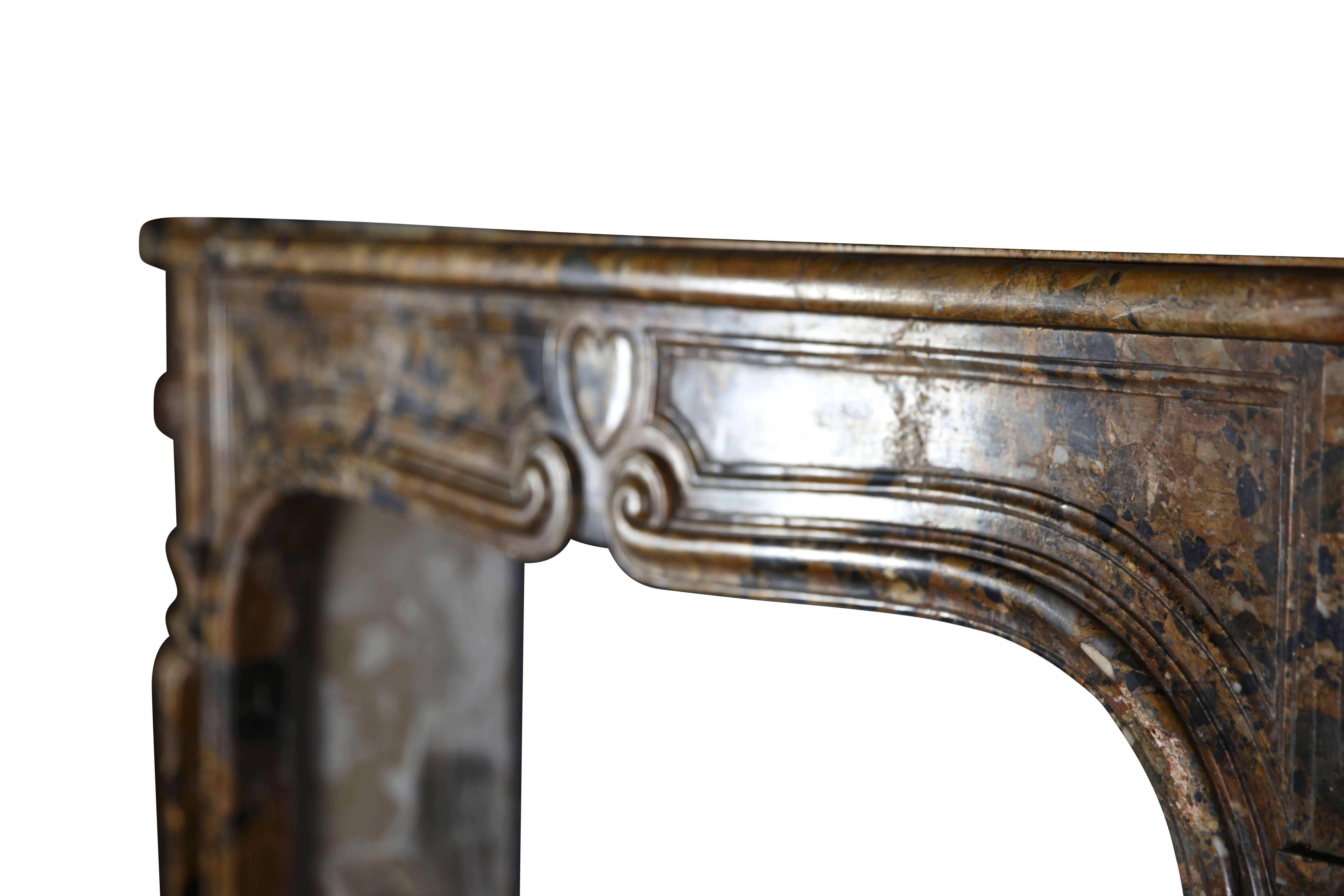 Carved Small 18th Century Italian Original Antique Marble Fireplace Surround For Sale