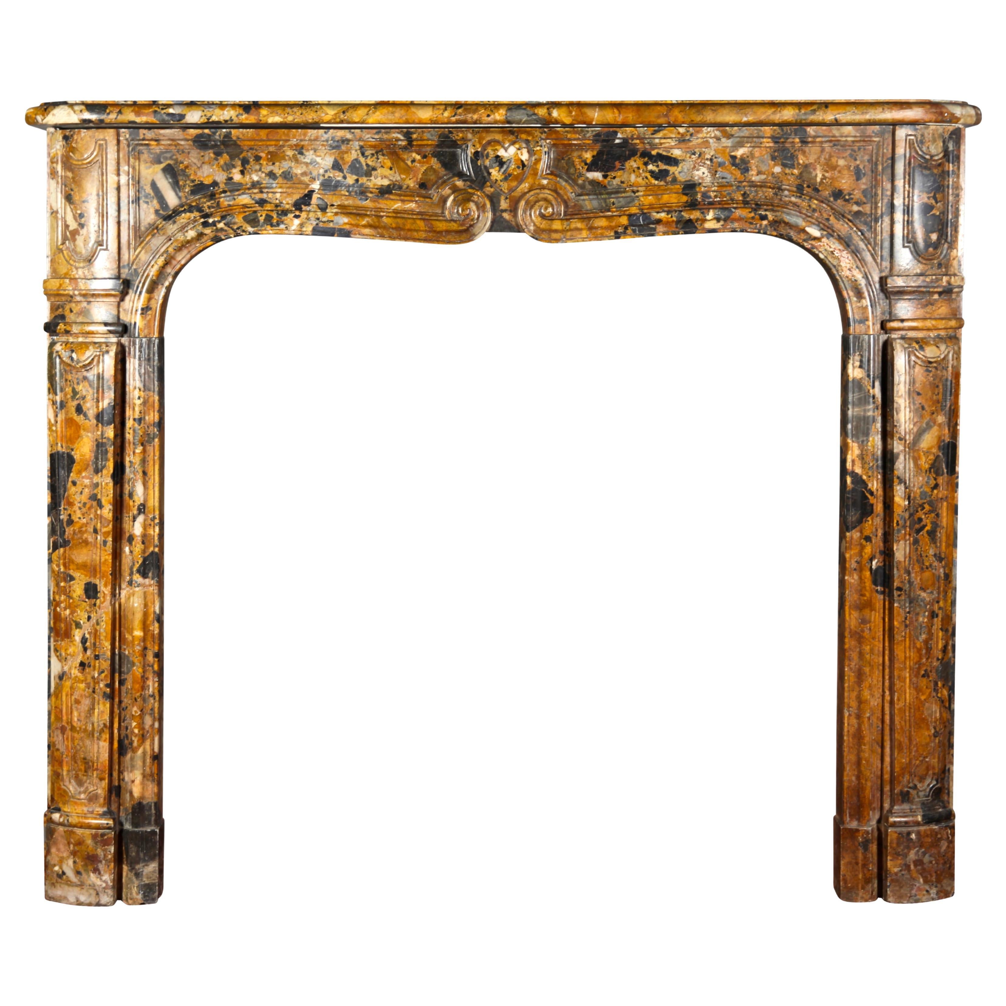 Small 18th Century Italian Original Antique Marble Fireplace Surround For Sale