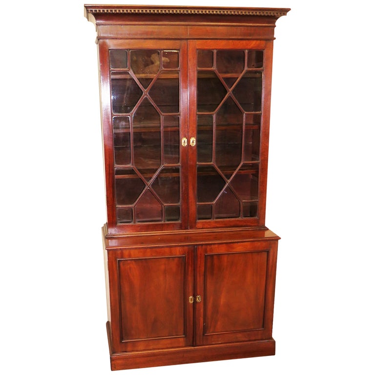 Small 18th Century Mahogany Cupboard Base Bookcase For Sale