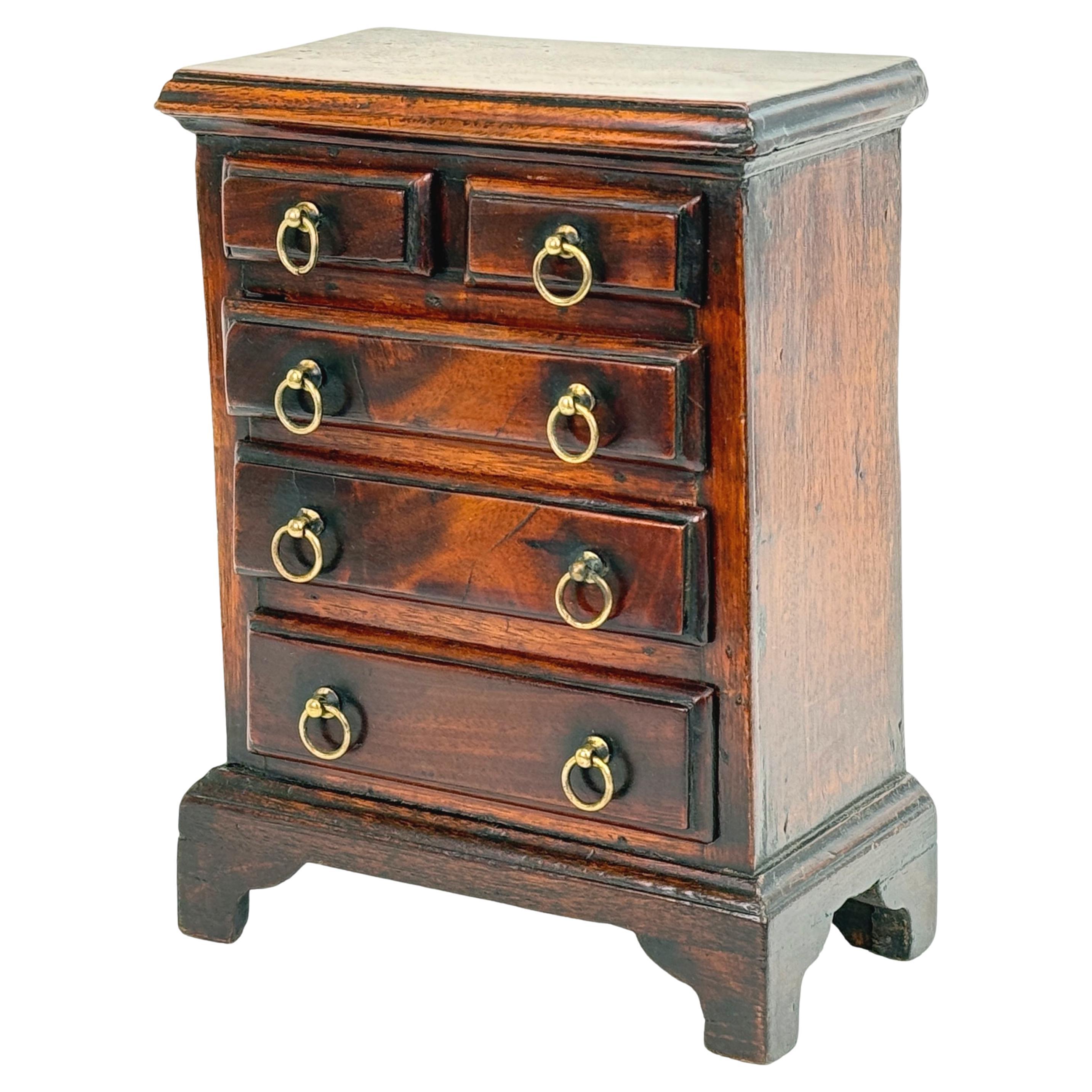 Small 18th Century Miniature Mahogany Chest