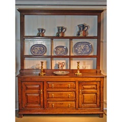 Small 18th Century Oak Welsh Dresser with Rack