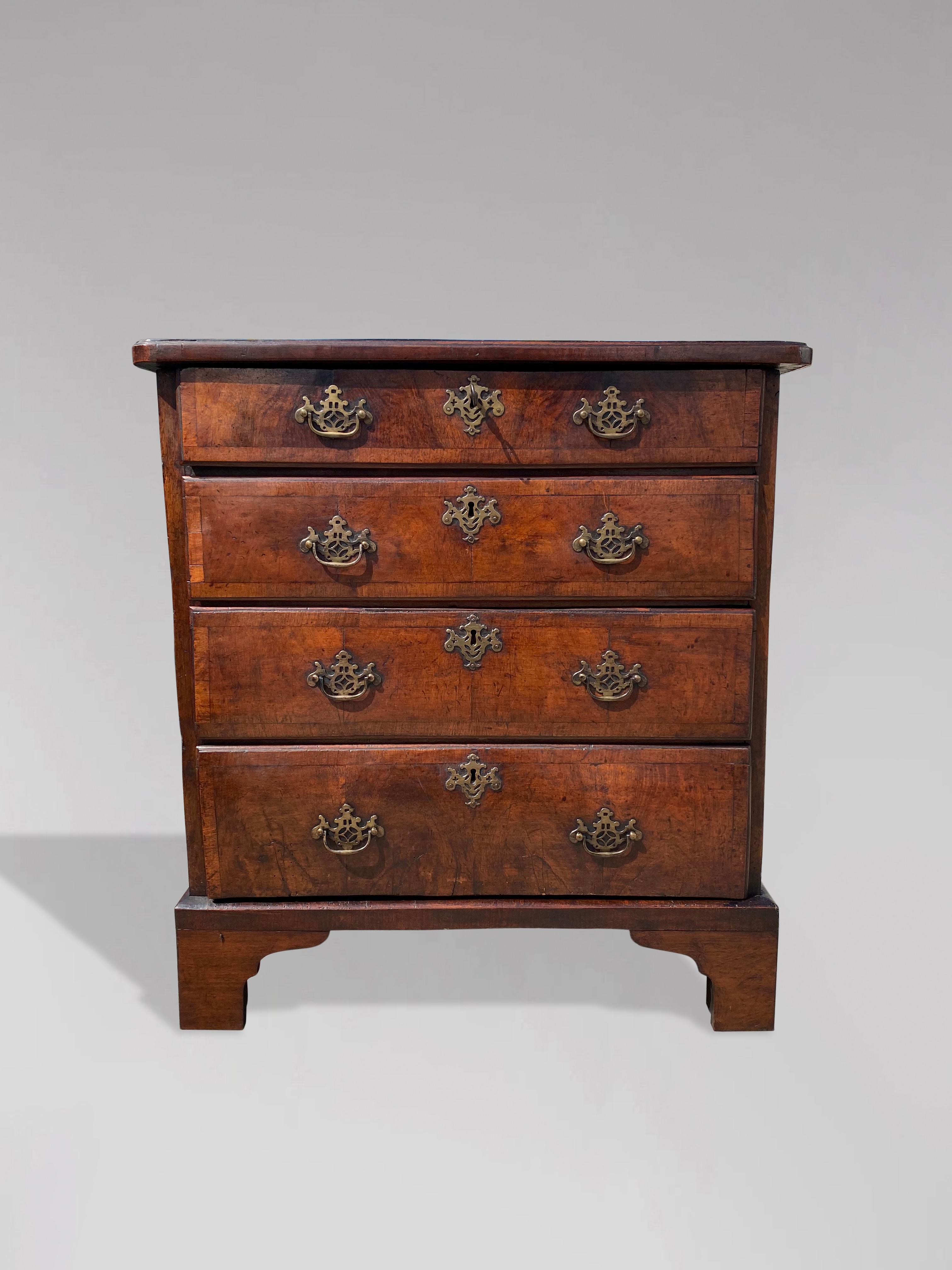 Hand-Crafted Small 18th Century Walnut Chest of Drawers