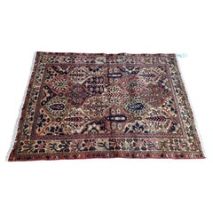 Small 1920's Bakhtiari, Garden Design - Tribal Persian Rug - Rust, Brown, & Navy