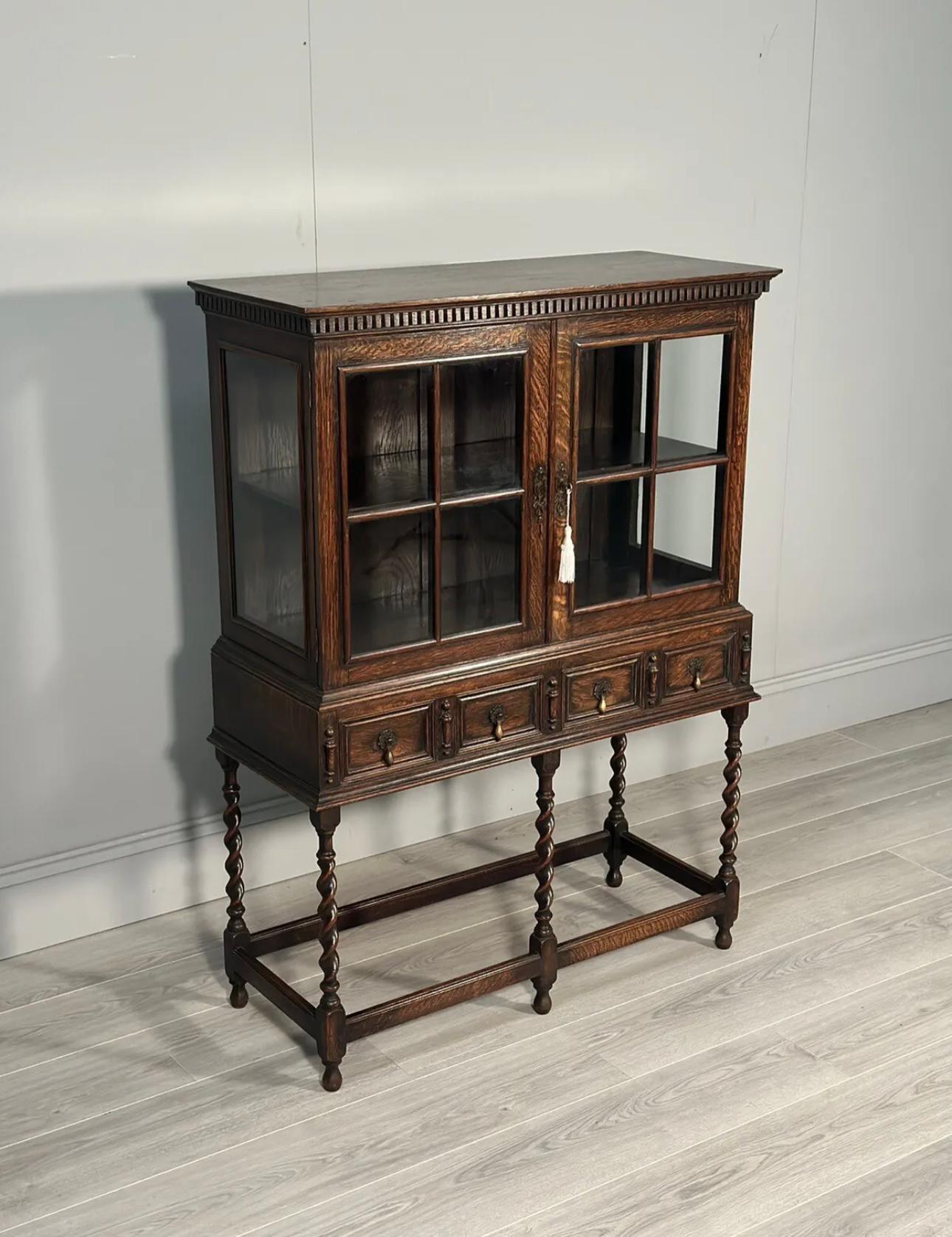 Jacobean Small 1920’s Oak Display Cabinet
