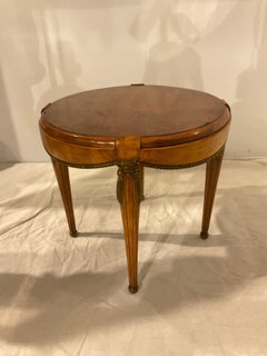 Small 1930s French Burl Wood Tassel Rope Side Table