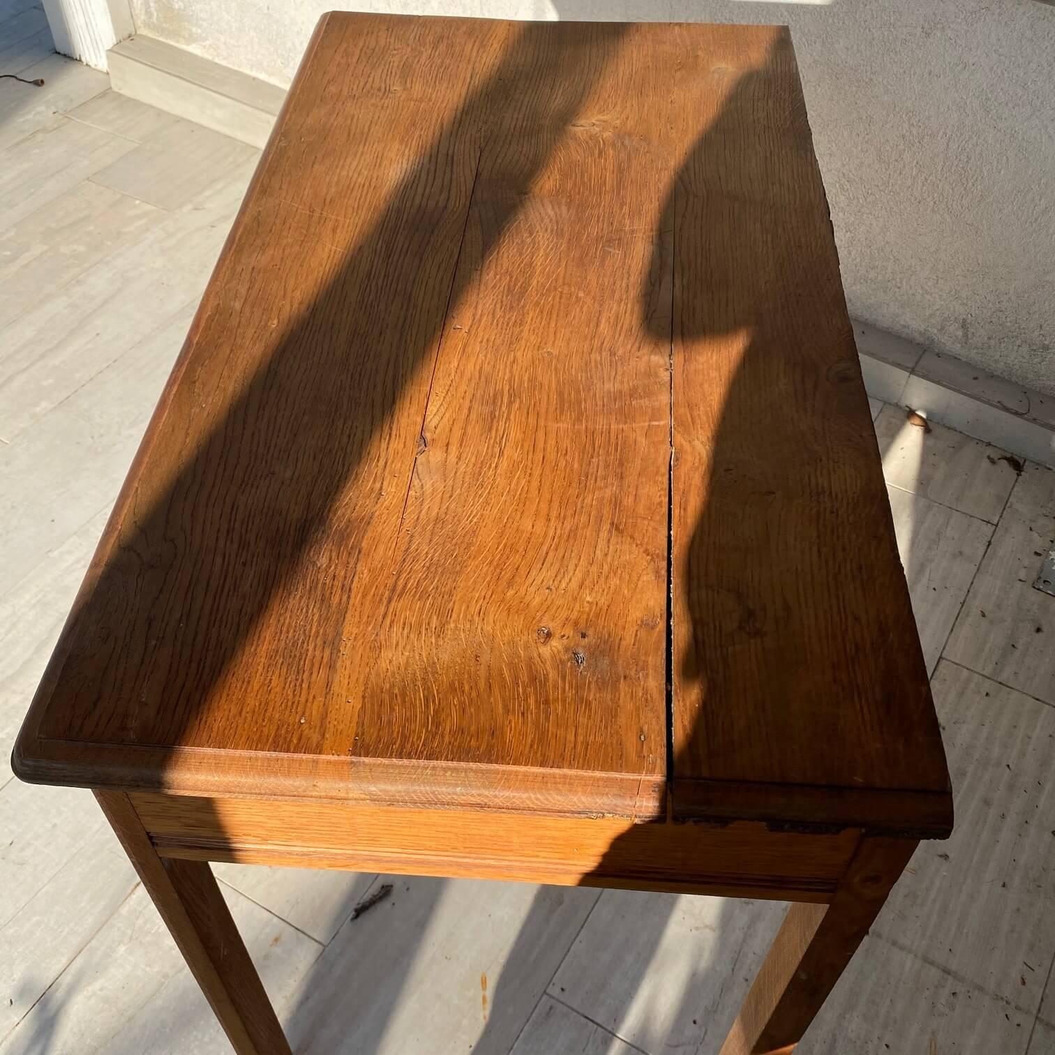 Small 1940 Oak Desk from France 1940, in a Brown Color and Old Patina, 2 Drawers 2