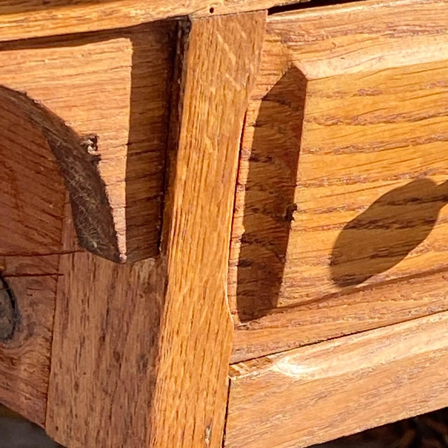 Small 1940 Oak Desk from France 1940, in a Brown Color and Old Patina, 2 Drawers 4
