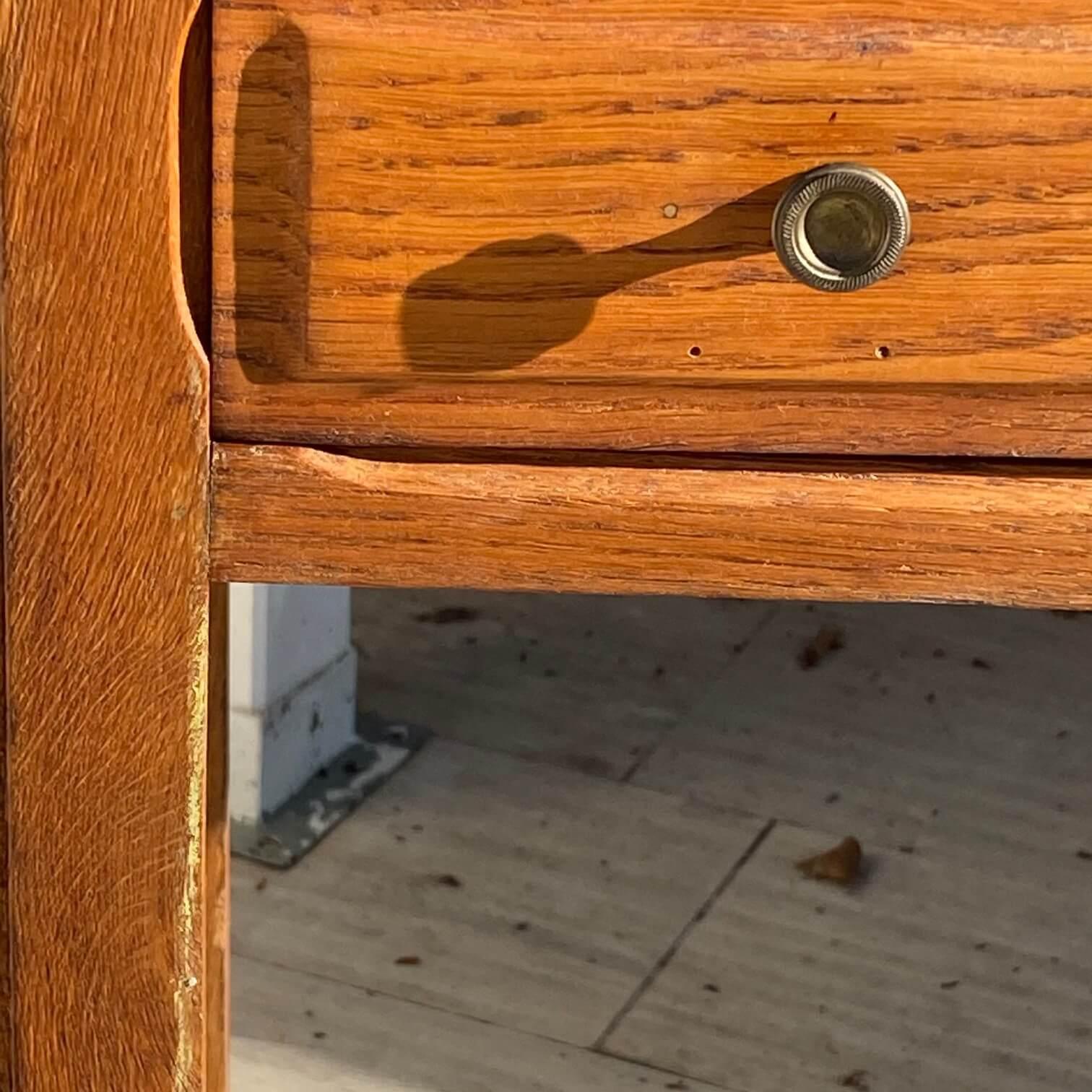 Small 1940 Oak Desk from France 1940, in a Brown Color and Old Patina, 2 Drawers 5
