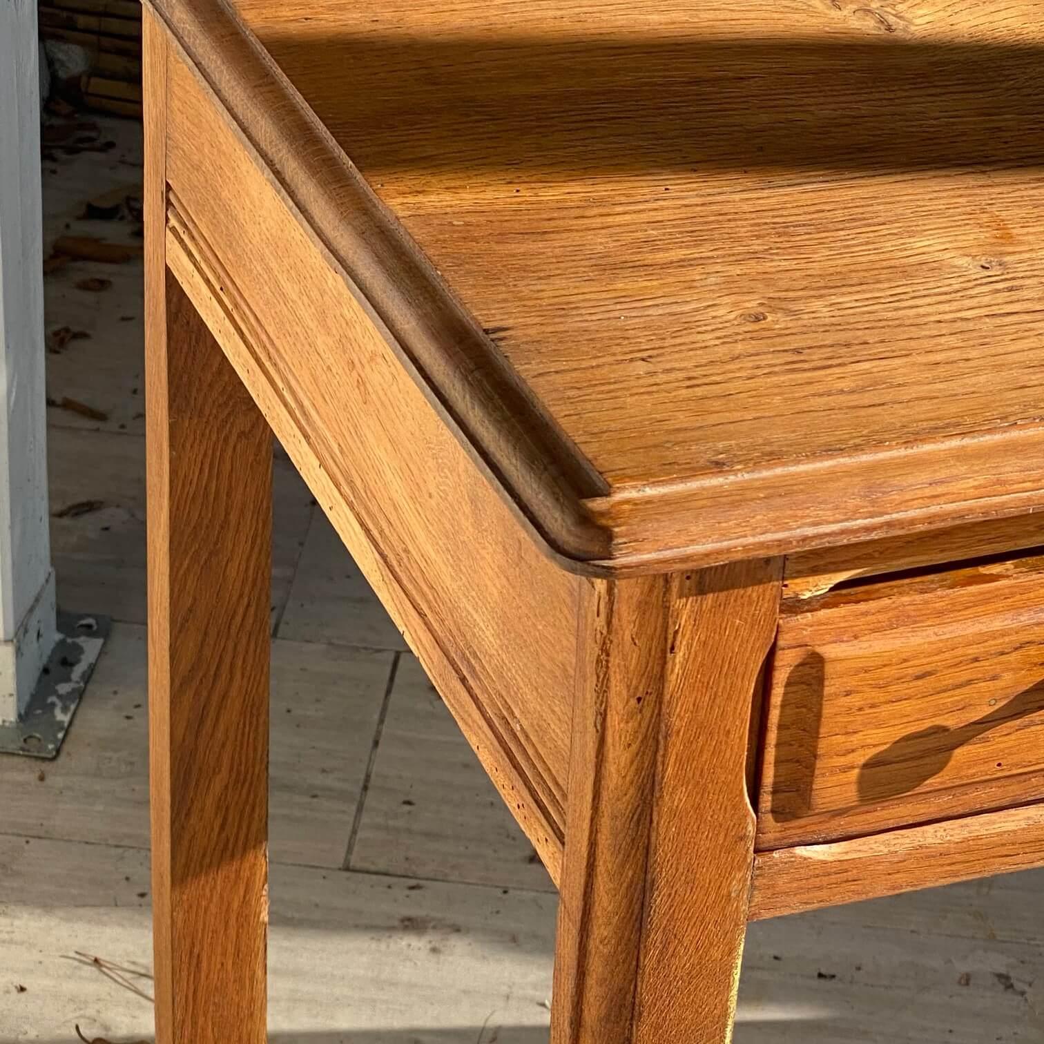 Small 1940 Oak Desk from France 1940, in a Brown Color and Old Patina, 2 Drawers 6