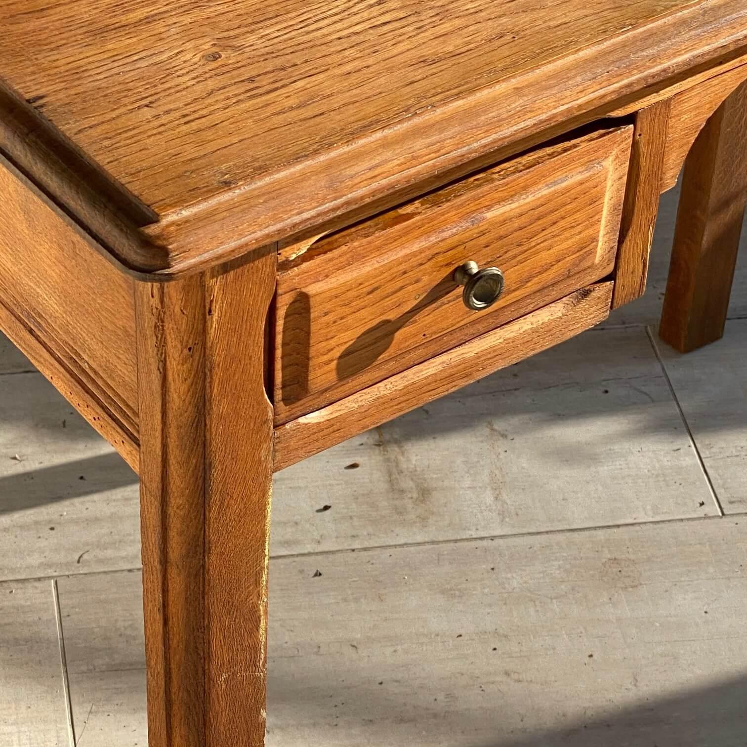 Small 1940 Oak Desk from France 1940, in a Brown Color and Old Patina, 2 Drawers 7