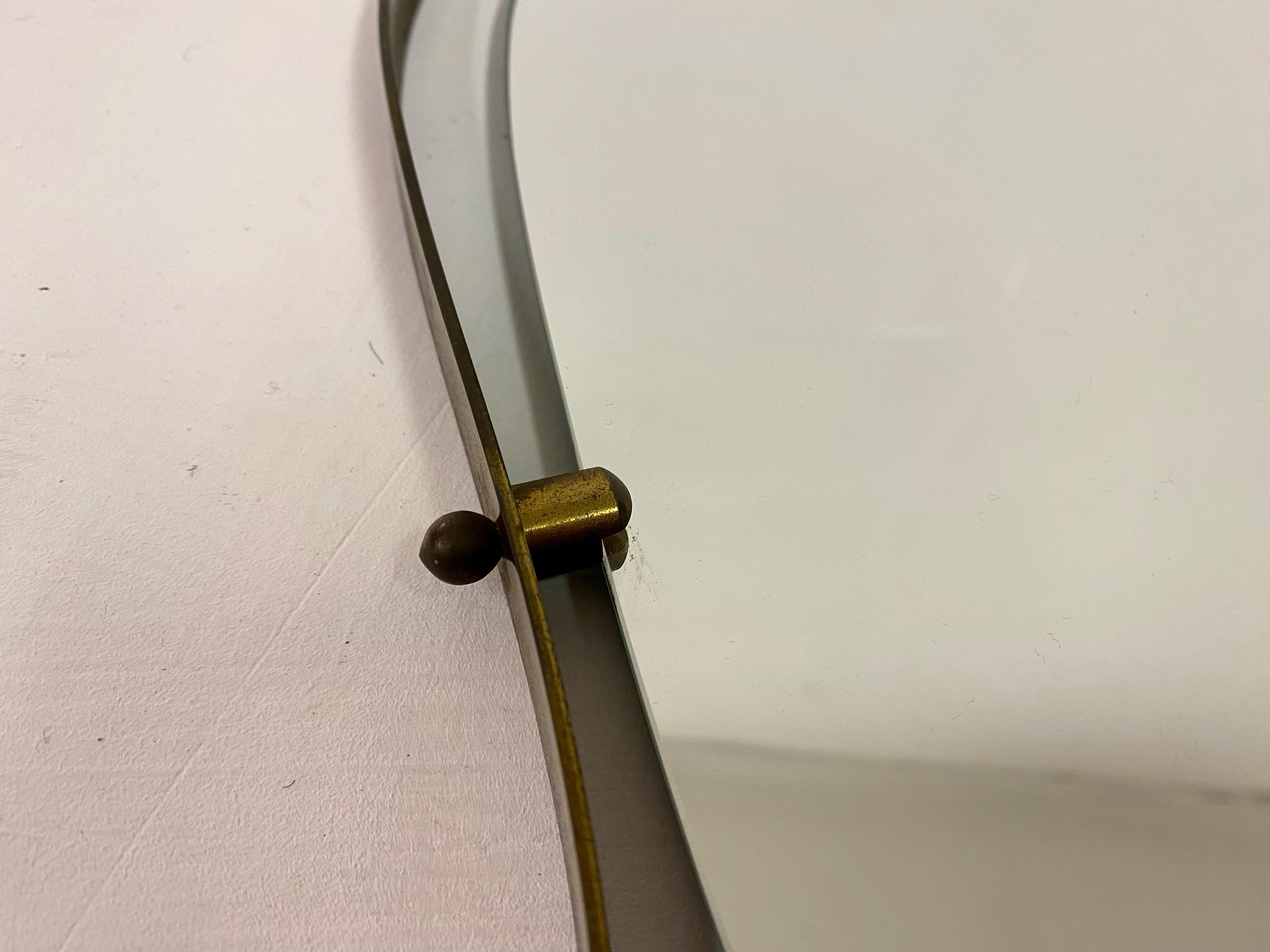 Small 1950s Brass Italian Shaped Mirror In Good Condition In London, London