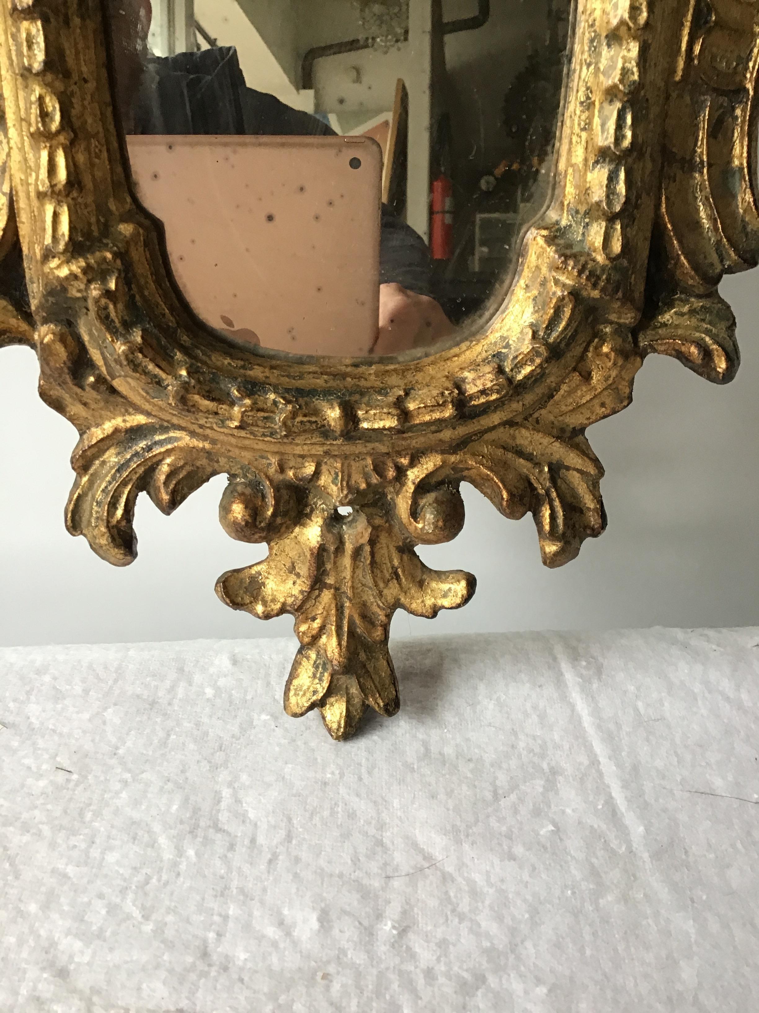 Small 1950s Italian Hand Carved Giltwood Mirror 1