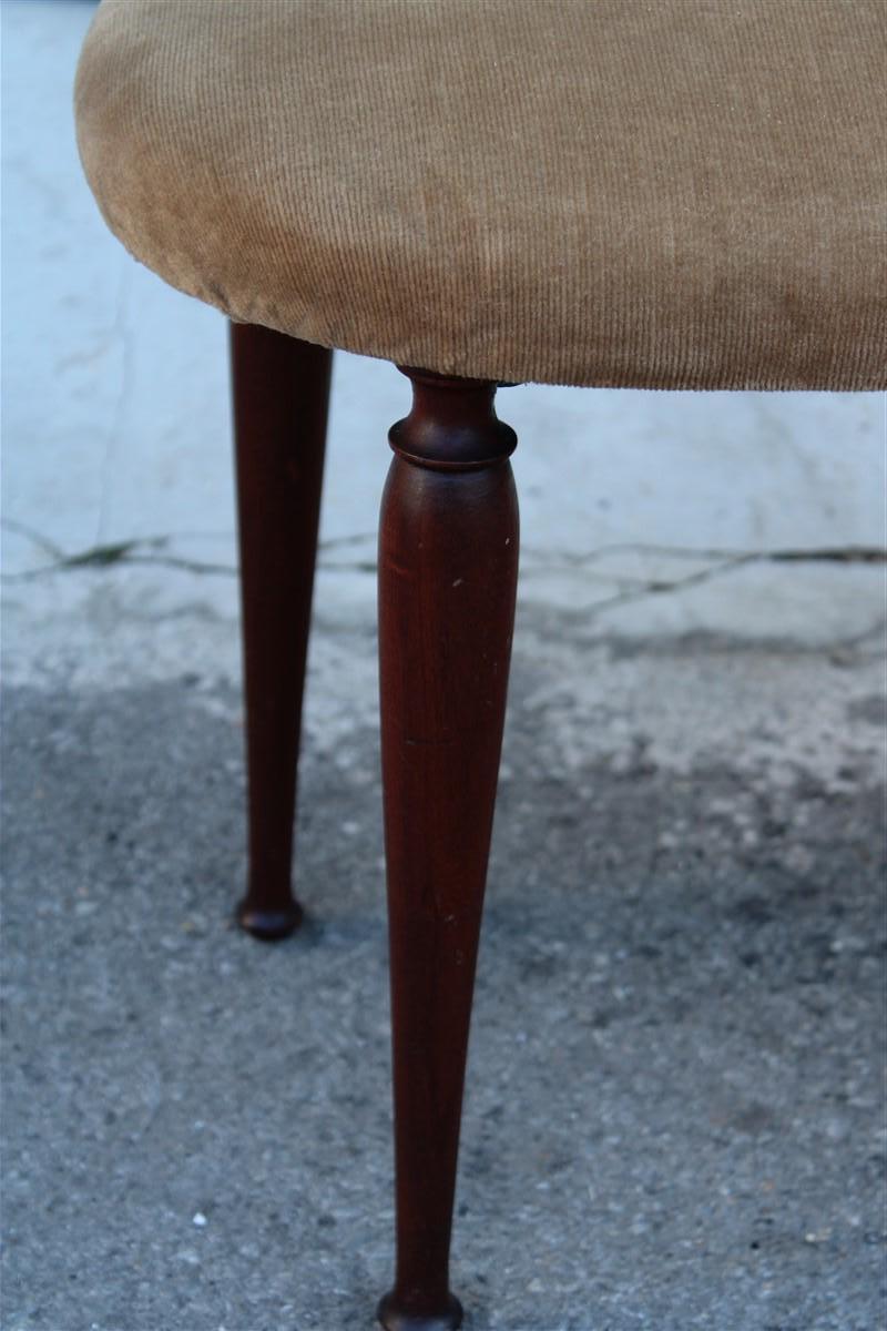 Small 1950s Mid-Century Italian Stool in Brown Velvet and Cesare Lacca Design Ma For Sale 4