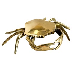 Small 1960’s Italian Polished Brass Crab Ashtray Trinket Box